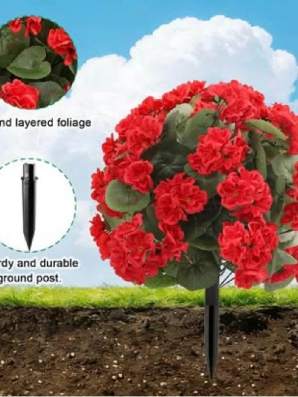 New Set of 2 Artificial Geranium Topiary Trees UV Resistant Outdoor / Indoor